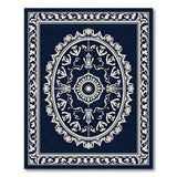 Navy Blue Traditional Persian Oval Area Rug