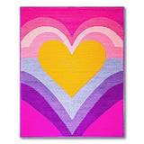 Vibrant Yellow Heart Rainbow Wave Area Rug