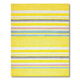 Vibrant Yellow Multi-Stripe Woven Area Rug
