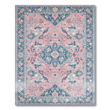 Pink Blush Pink Persian Area Rug with Navy Borders
