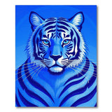 ODIKA Blue Tiger Graphic Art Washable Rug - Low Pile Non-Slip Modern Area Rug