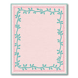 Pink Vine Leaf Border Area Rug