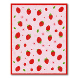 Playful Strawberry Pink Fruit Pattern Rug