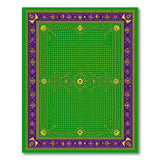Emerald Green Polka Dot Rug with Ornate Purple Border