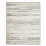Beige Neutral Striped Boho Fringe Area Rug