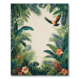 Lush Jungle Parrot Hibiscus Leaf Area Rug