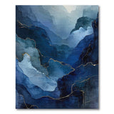 Layered Blue Teal Misty Peaks Abstract Rug