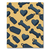 Playful Dog Bone Heart Yellow Area Rug