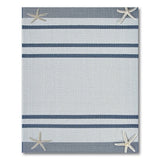 Navy Striped Coastal Starfish Woven Rug