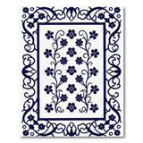 Ornate Navy Floral Silhouette Area Rug