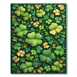 Floral Vintage Lush Green Shamrock Clover Area Rug