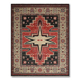 Vibrant Red Star Southwestern Area Rug