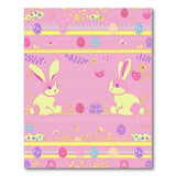 Pink Easter Bunny Kids Area Rug with Eggs Flowers