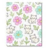Adorable Sleepy Kittens Pink Teal Flowers Rug