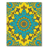 Multi-color and Patterns Teal Mandala Persian Area Rug on Yellow