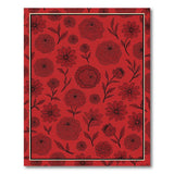 Bold Red Roses Daisies Outline Rug