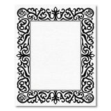 Black and White Ornate Black White Floral Frame Area Rug
