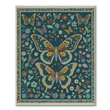 Teal Butterfly Garden Floral Area Rug