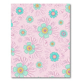 Whimsical Teal Flowers on Pink Area Rug