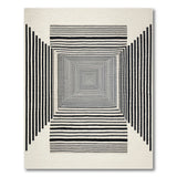 Black White Optical Tunnel Geometric Area Rug