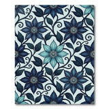Navy Teal Clematis Floral Area Rug