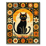 Black Cat Sunset Floral Area Rug