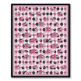Vintage Pink Black Daisy Floral Area Rug