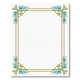 Ornate Teal Leaf Gold Frame Area Rug