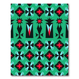Vibrant Green Geometric Starburst Area Rug