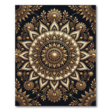 Opulent Gold Mandala Floral Area Rug