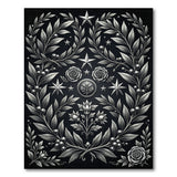 Ornate Black White Laurel Rose Area Rug