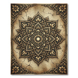 Ornate Gold Mandala Distressed Area Rug