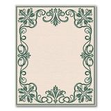 Ornate Green Leaf Scroll Beige Area Rug