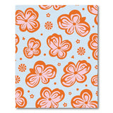 Retro Pink Orange Floral Area Rug