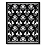 Elegant Black White Art Deco Floral Area Rug