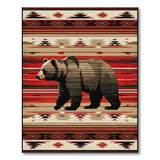 Multi-color and Patterns Southwestern Grizzly Bear Area Rug
