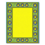 Vibrant Yellow Sun Face Border Area Rug