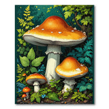 Enchanted Orange Mushroom Forest Area Rug