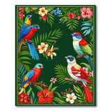 ODIKA Tropical Bird and Hibiscus Floral Washable Area Rug - Non-Slip Low Pile