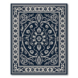 Ornate Navy Persian Floral Medallion Rug