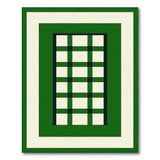 Green Framed Grid Geometric Area Rug