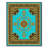 Traditional Persian Ornate Teal Medallion Area Rug