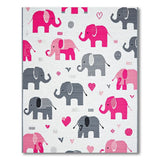 Pink Playful Pink Grey Elephant Kids Area Rug