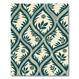 Teal Trellis Leaf Rose Area Rug
