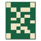 Emerald Green Ivory Geometric Block Rug