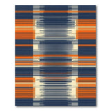 Navy Orange Geometric Striped Area Rug