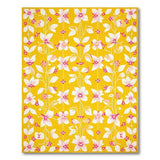 Yellow Sunny Yellow Floral Area Rug with Pink Blossoms