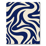 Navy Blue Wavy Abstract Area Rug
