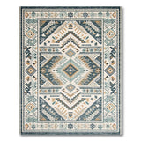 Blue and Teal Southwestern Diamond Geometric Area Rug