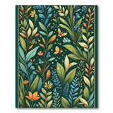 Lush Botanical Leaves Butterflies Area Rug